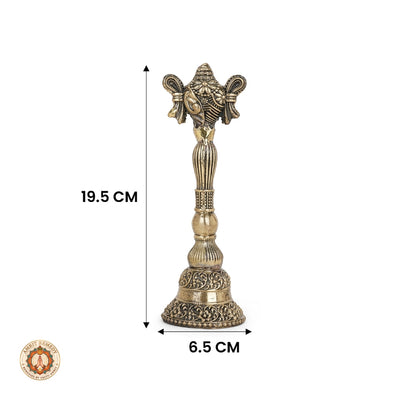 Handcrafted Brass Pooja Ghanti with Ganesha Shankh (19.5 cm)