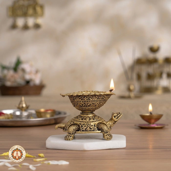 Brass Kachua Diya for Wealth, Longevity & Vastu (4.5 cm)