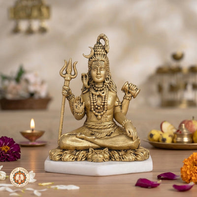 Brass Bholenath Murti for Peace, Meditation & Vastu (6.5 cm)