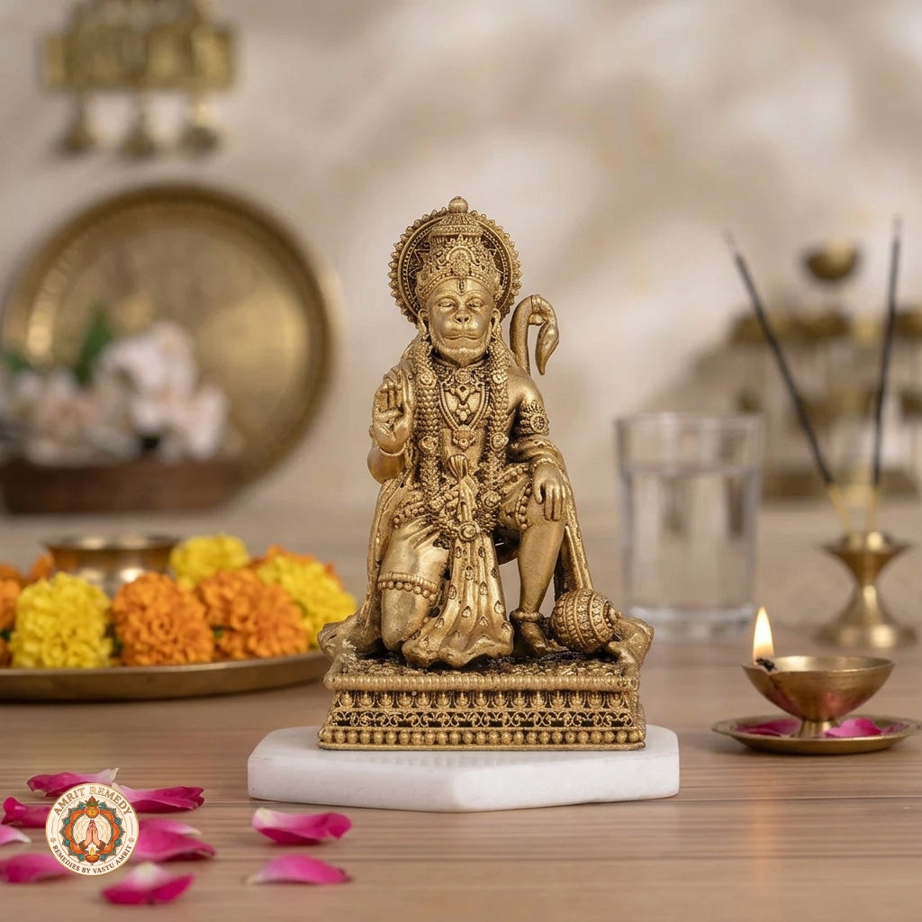 Brass Bajrangbali Murti for Courage, Protection & Vastu (13.5 cm)