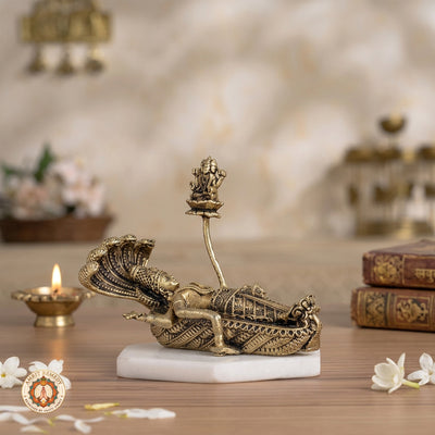 Brass Padmanabha Swamy Murti for Cosmic Peace, Vastu & Pooja