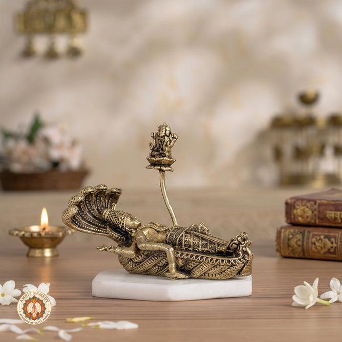 Brass Padmanabha Swamy Murti for Cosmic Peace, Vastu & Pooja