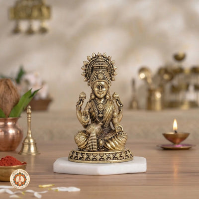 Brass Lakshmi Ganesha Murtis for Wealth, Wisdom & Vastu (9 cm)