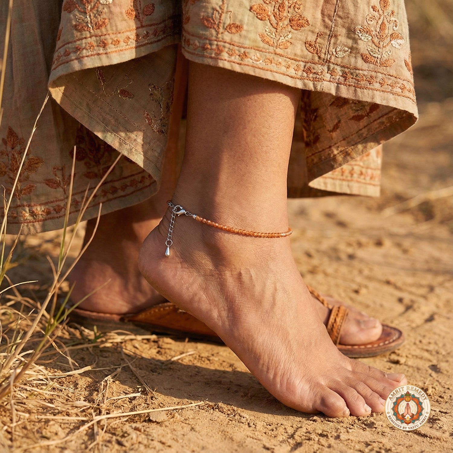Natural Amber Gemstone Healing Anklet